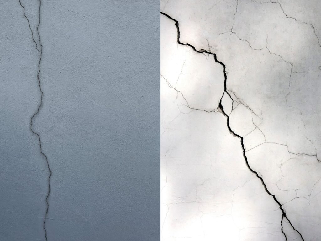 comparación entre grieta y fisura en pared
